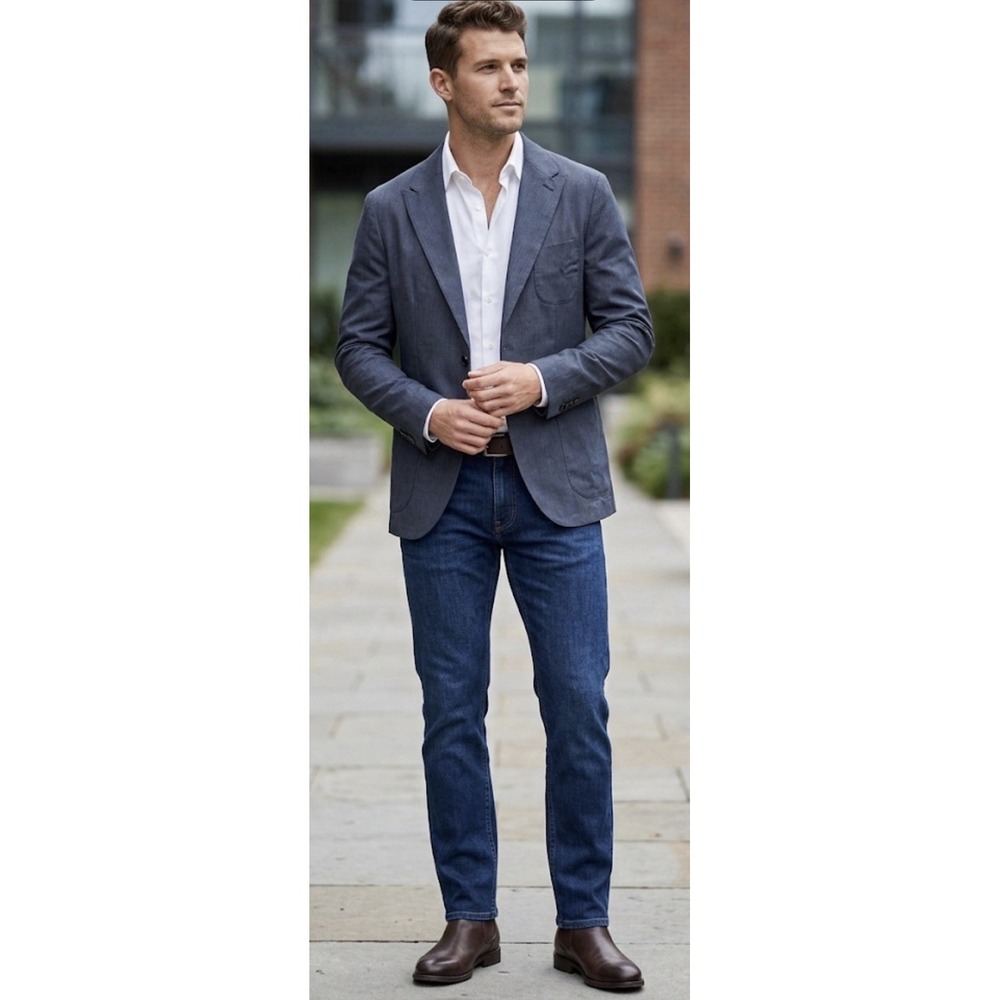 Club Monaco Lightweight‎ Wool Blend Two Button Sports Coat $398 Blue/Gray